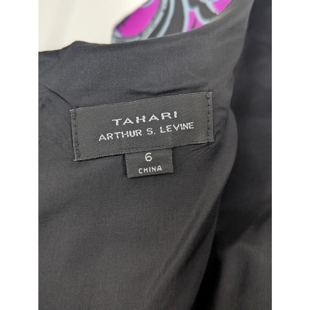 Tahari Arthur S Levine Dress Size 6 Black Floral Sleeveless Sheath Cocktail - Picture 6 of 7